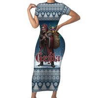 Iceland Christmas Short Sleeve Bodycon Dress Icelandic Gryla Evil Mother of Yule Lads LT19
