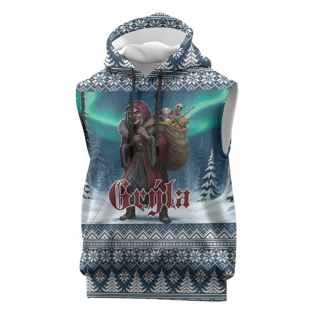 Iceland Christmas Sleeveless Hoodie Icelandic Gryla Evil Mother of Yule Lads LT19