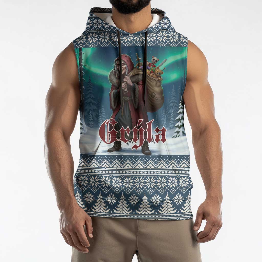 Iceland Christmas Sleeveless Hoodie Icelandic Gryla Evil Mother of Yule Lads LT19