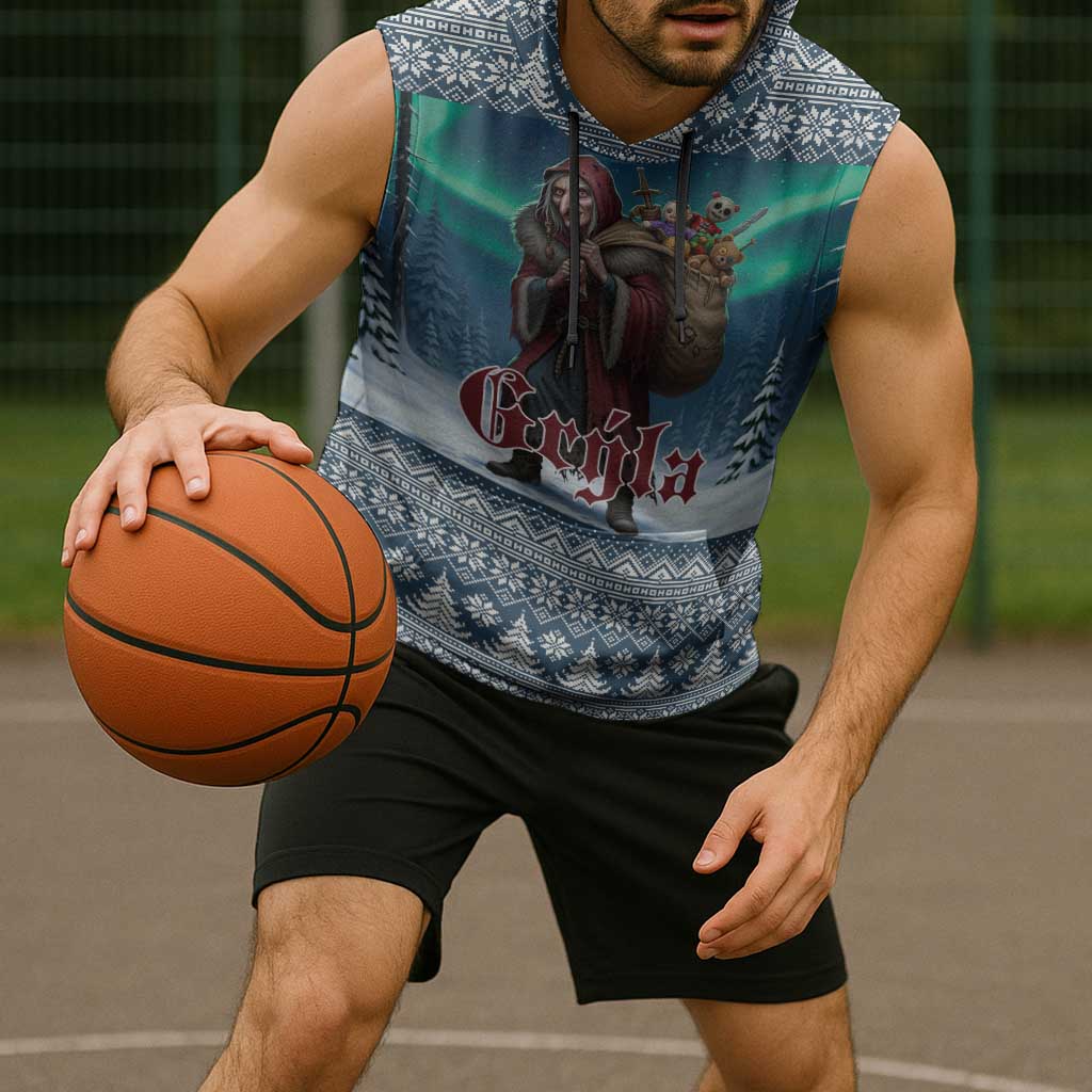 Iceland Christmas Sleeveless Hoodie Icelandic Gryla Evil Mother of Yule Lads LT19