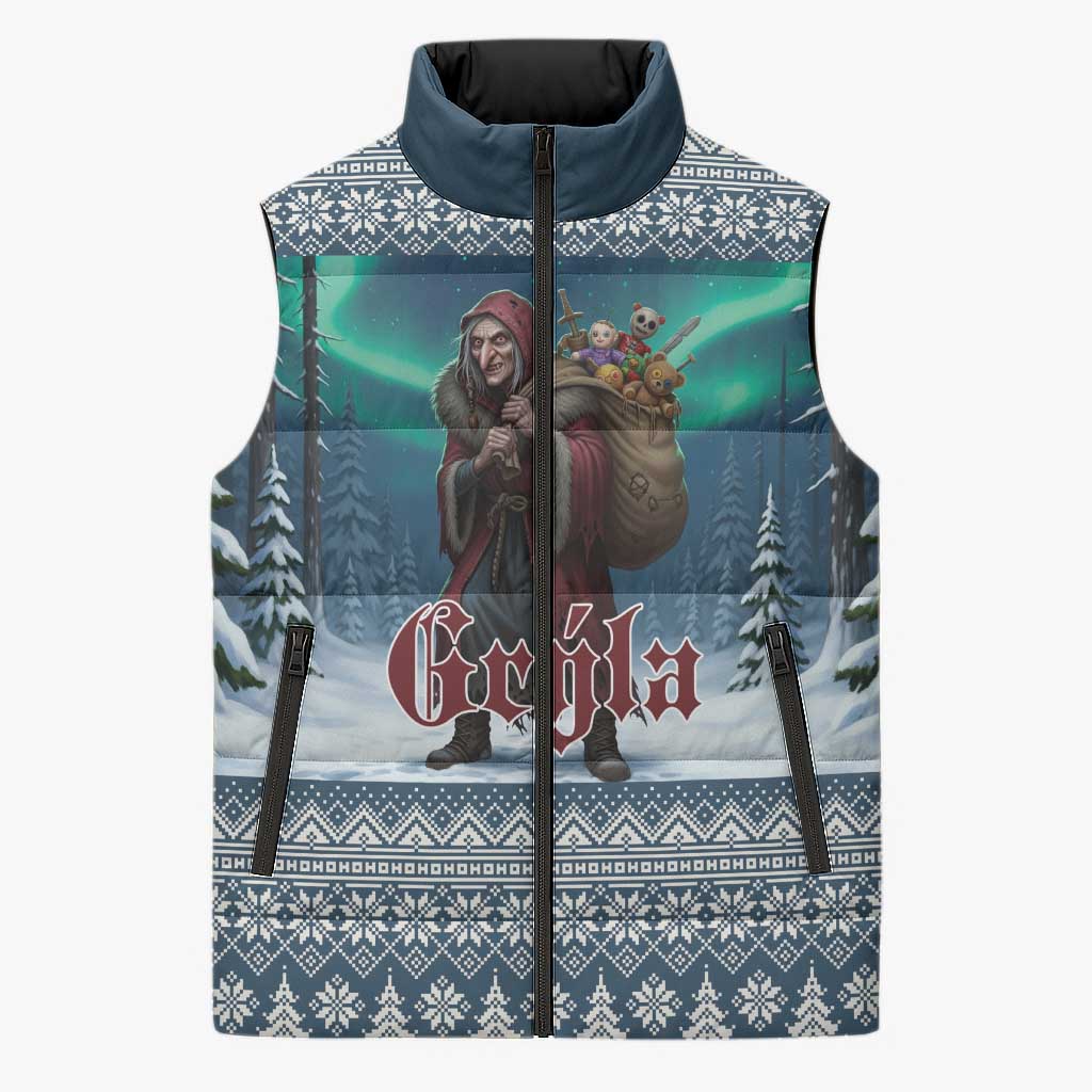 Iceland Christmas Sleeveless Puffer Jacket Icelandic Gryla Evil Mother of Yule Lads LT19