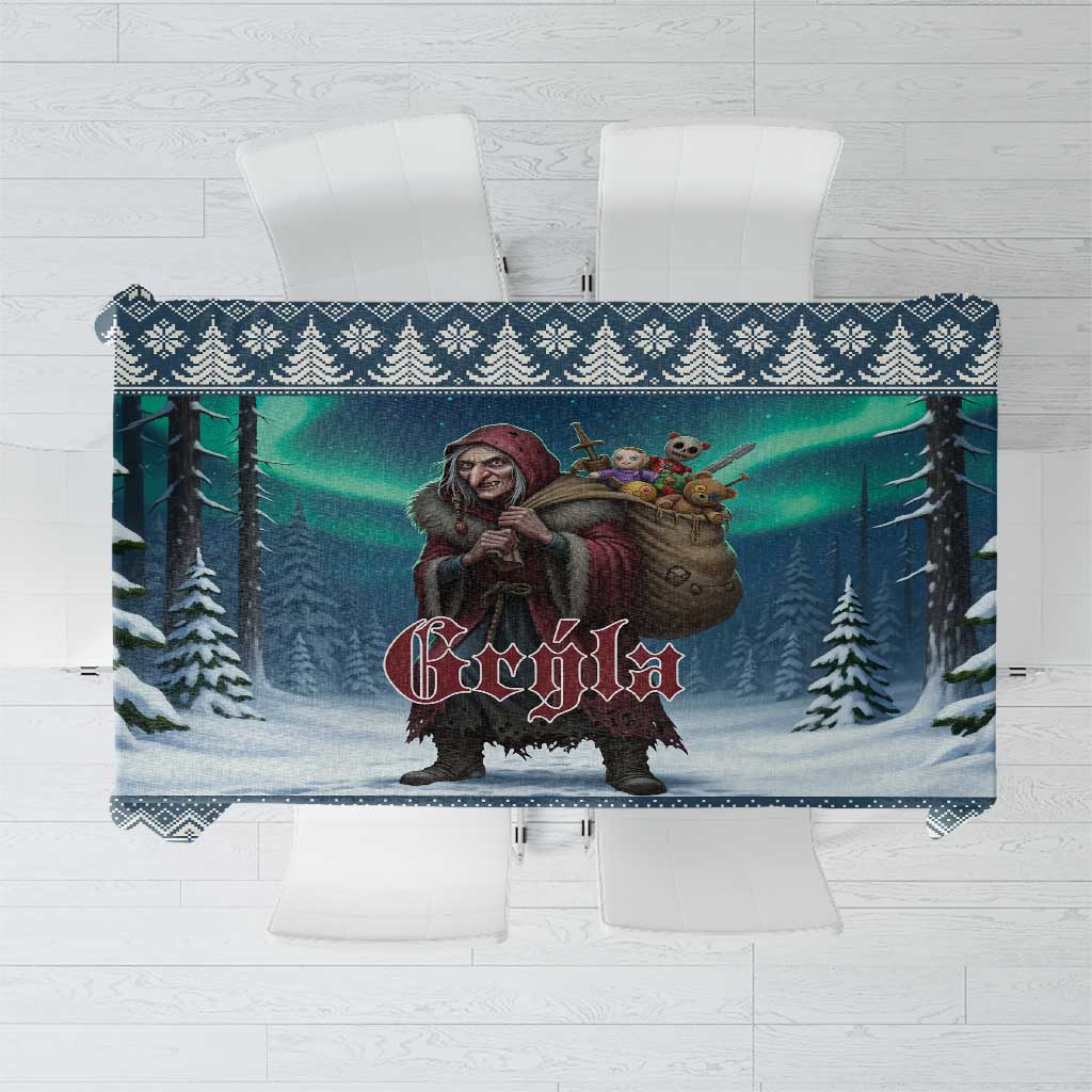 Iceland Christmas Tablecloth Icelandic Gryla Evil Mother of Yule Lads - Wonder Print Shop