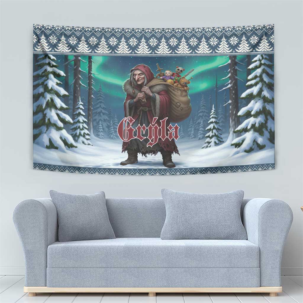 Iceland Christmas Tapestry Icelandic Gryla Evil Mother of Yule Lads - Wonder Print Shop