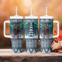 Iceland Christmas Tumbler With Handle Icelandic Gryla Evil Mother of Yule Lads - Wonder Print Shop
