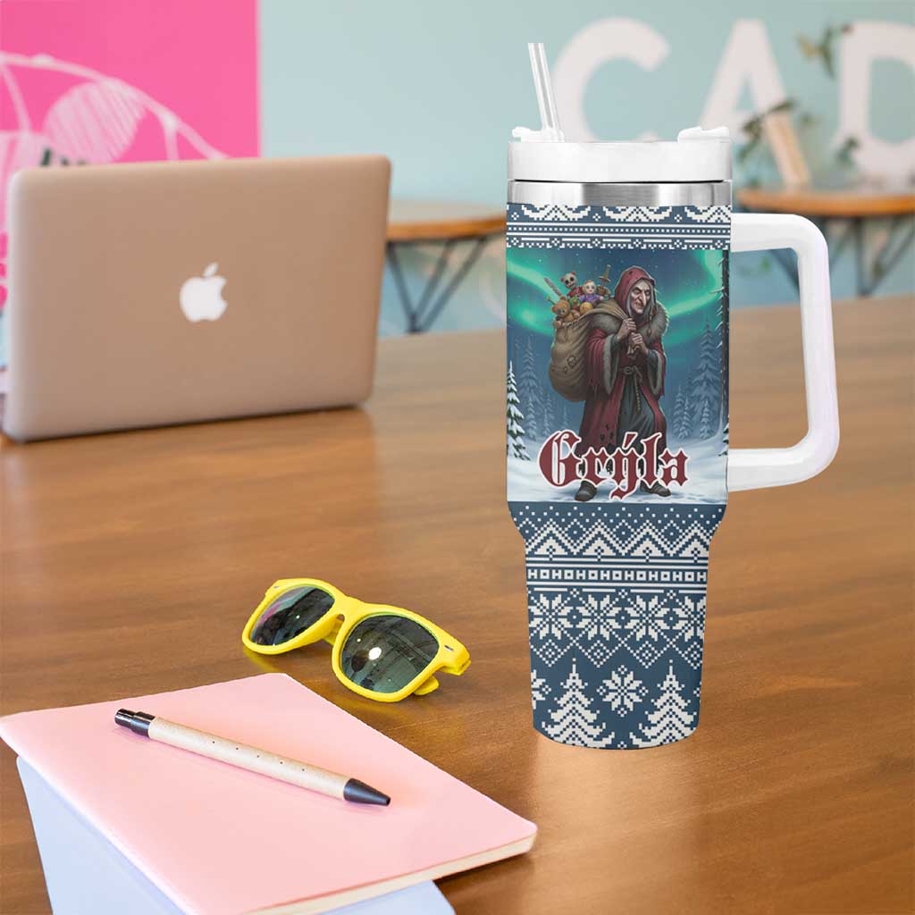 Iceland Christmas Tumbler With Handle Icelandic Gryla Evil Mother of Yule Lads - Wonder Print Shop