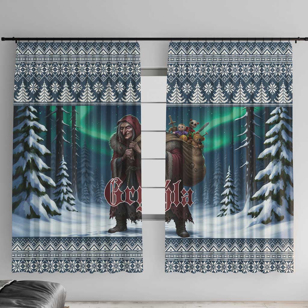 Iceland Christmas Window Curtain Icelandic Gryla Evil Mother of Yule Lads - Wonder Print Shop