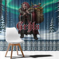 Iceland Christmas Window Curtain Icelandic Gryla Evil Mother of Yule Lads - Wonder Print Shop