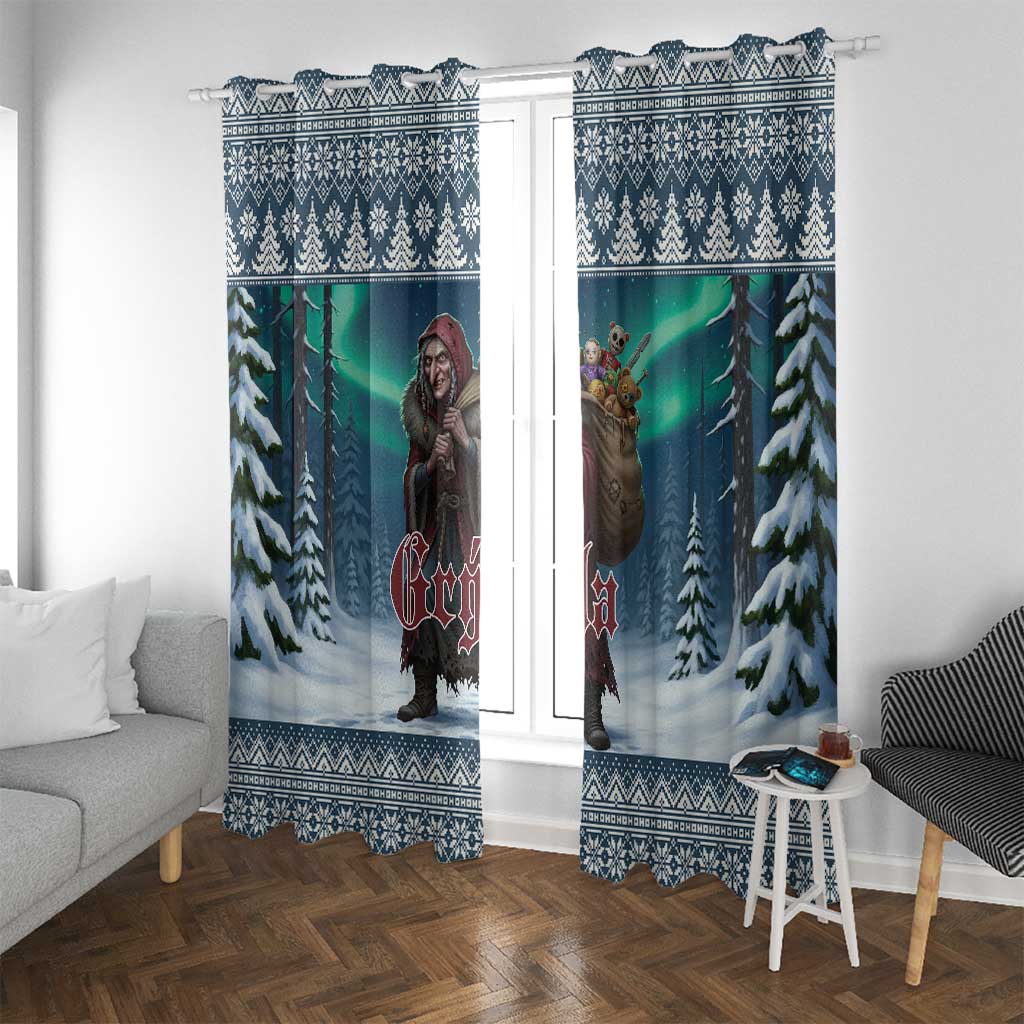 Iceland Christmas Window Curtain Icelandic Gryla Evil Mother of Yule Lads - Wonder Print Shop