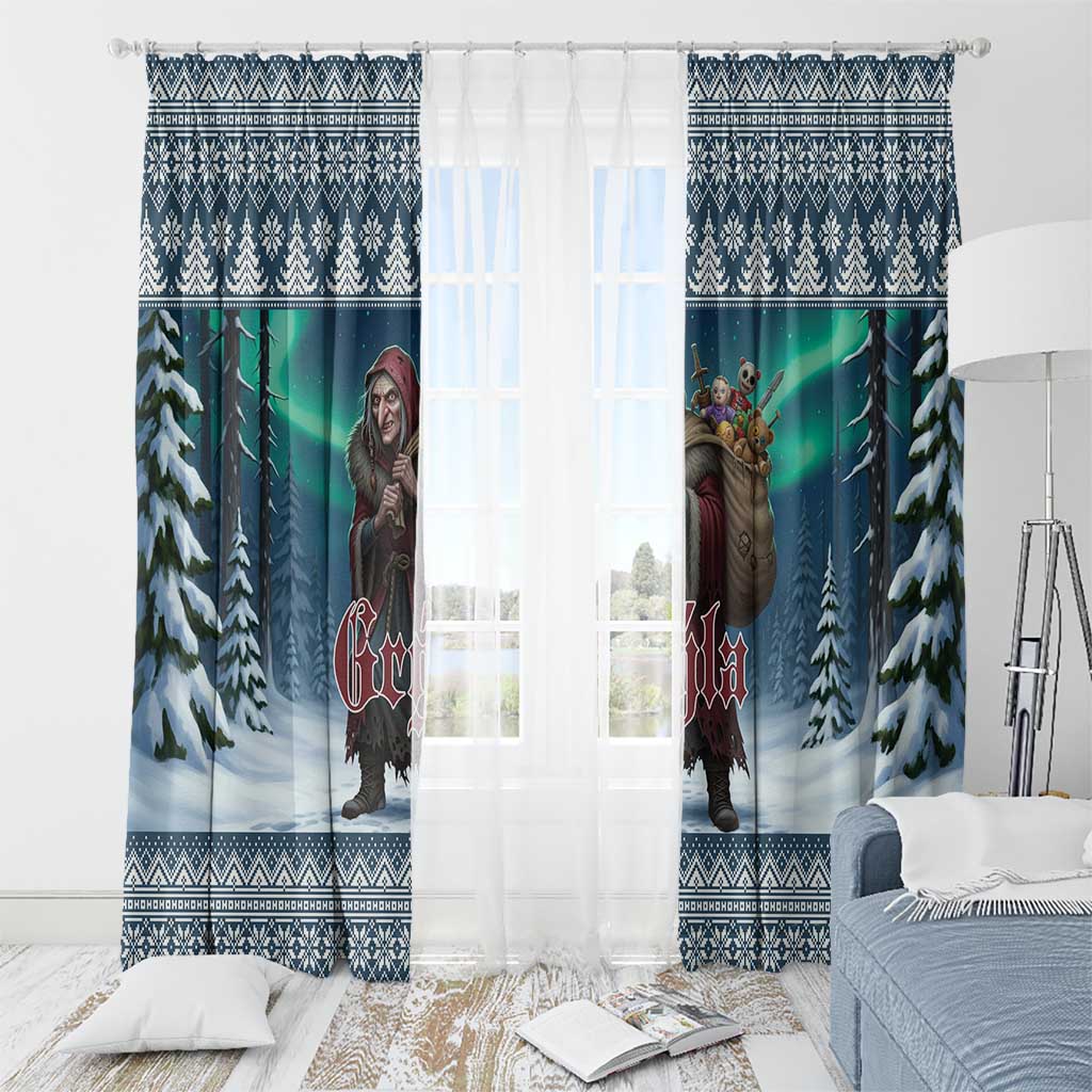 Iceland Christmas Window Curtain Icelandic Gryla Evil Mother of Yule Lads - Wonder Print Shop