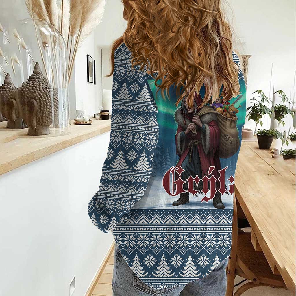 Iceland Christmas Women Casual Shirt Icelandic Gryla Evil Mother of Yule Lads LT19