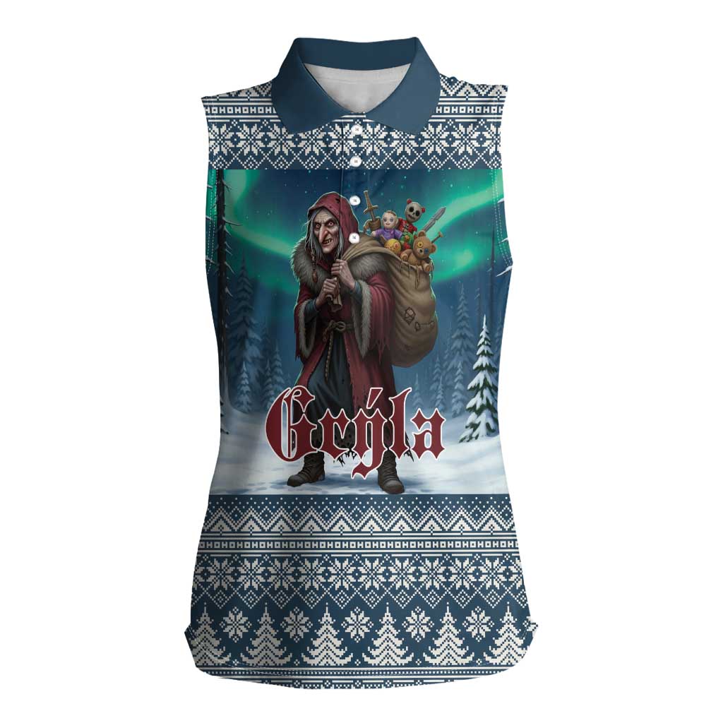 Iceland Christmas Women Sleeveless Polo Shirt Icelandic Gryla Evil Mother of Yule Lads LT19