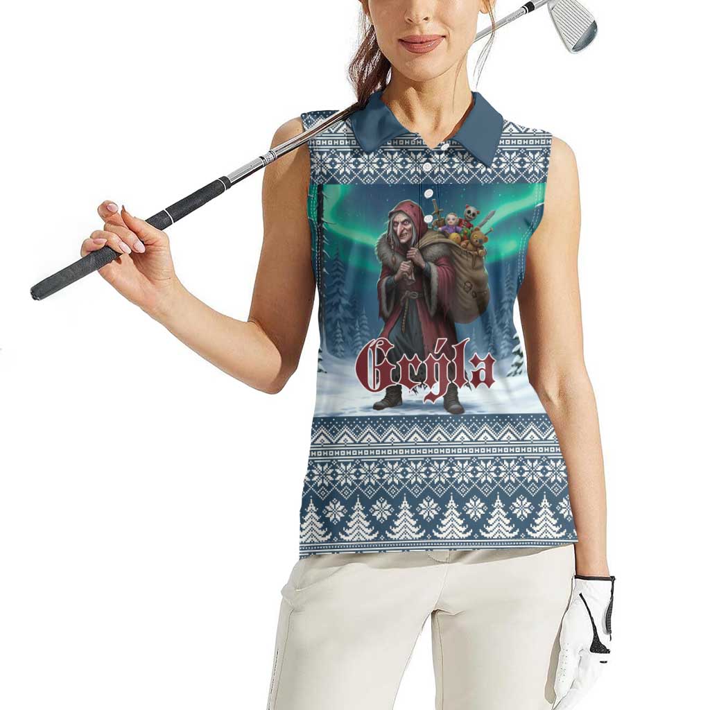 Iceland Christmas Women Sleeveless Polo Shirt Icelandic Gryla Evil Mother of Yule Lads LT19