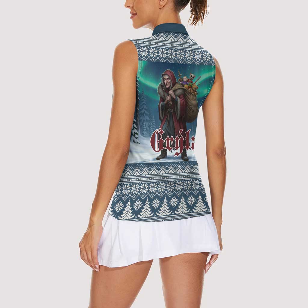 Iceland Christmas Women Sleeveless Polo Shirt Icelandic Gryla Evil Mother of Yule Lads LT19