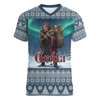 Iceland Christmas Women V-Neck T-Shirt Icelandic Gryla Evil Mother of Yule Lads LT19