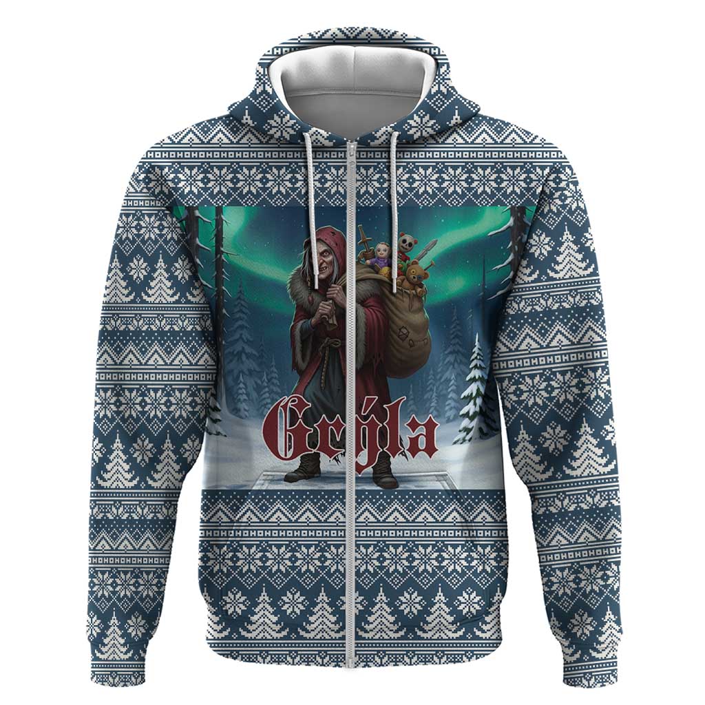 Iceland Christmas Zip Hoodie Icelandic Gryla Evil Mother of Yule Lads LT19