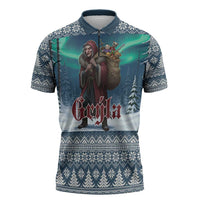 Iceland Christmas Zipper Polo Shirt Icelandic Gryla Evil Mother of Yule Lads LT19