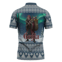 Iceland Christmas Zipper Polo Shirt Icelandic Gryla Evil Mother of Yule Lads LT19