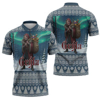 Iceland Christmas Zipper Polo Shirt Icelandic Gryla Evil Mother of Yule Lads LT19