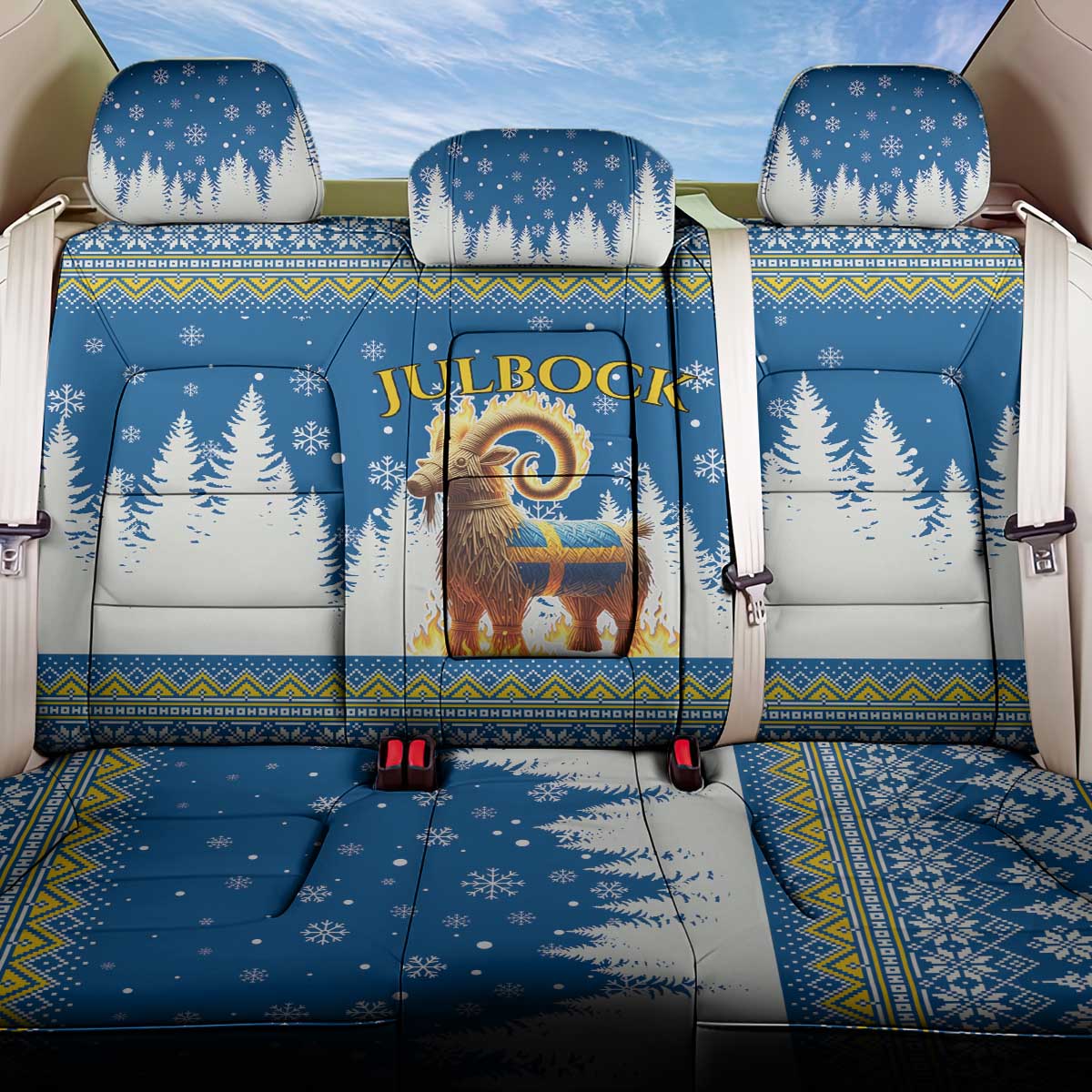Sweden Christmas Back Car Seat Cover Julbock  Yule Goat - Wonder Print Shop