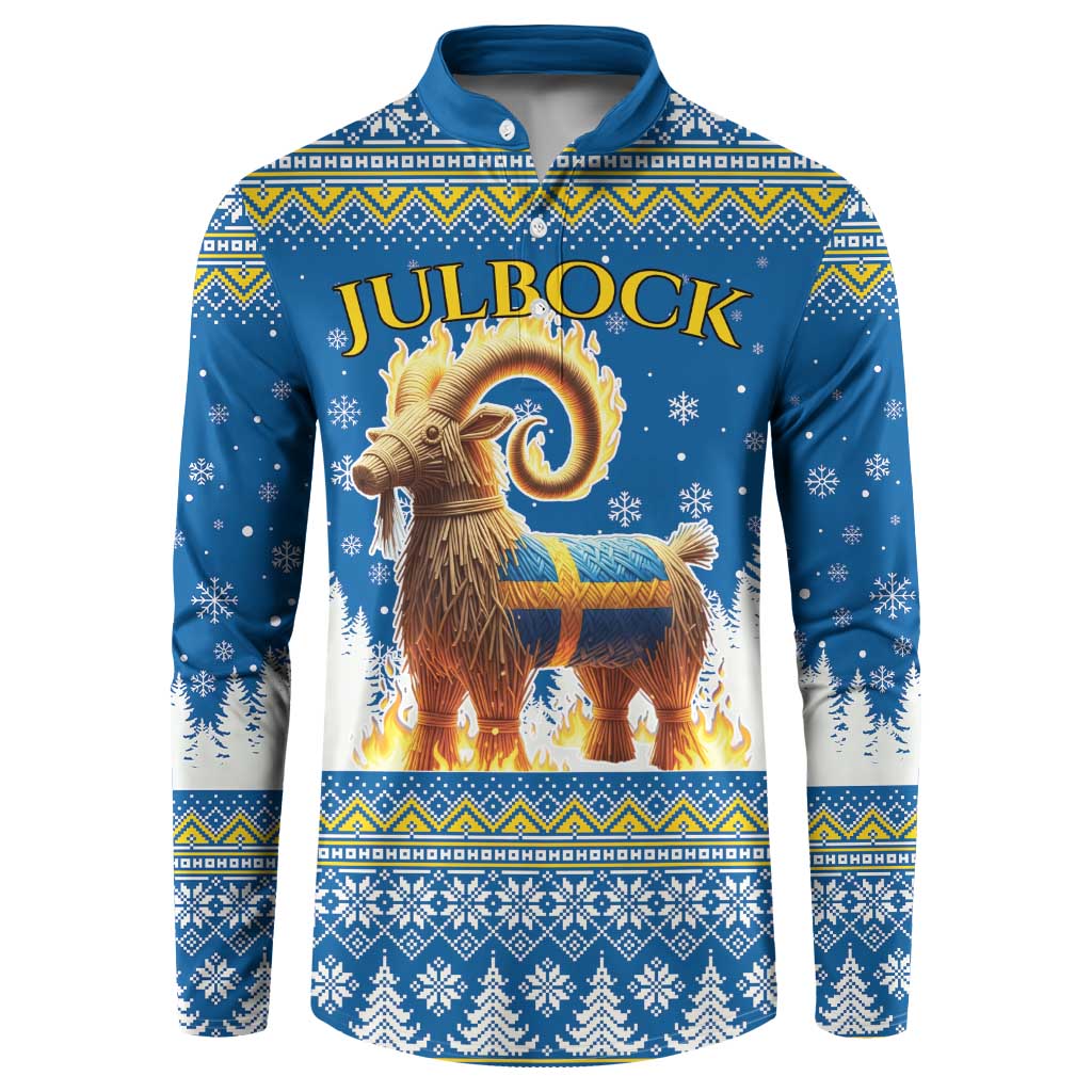 Sweden Christmas Button Sweatshirt Julbock Yule Goat LT19