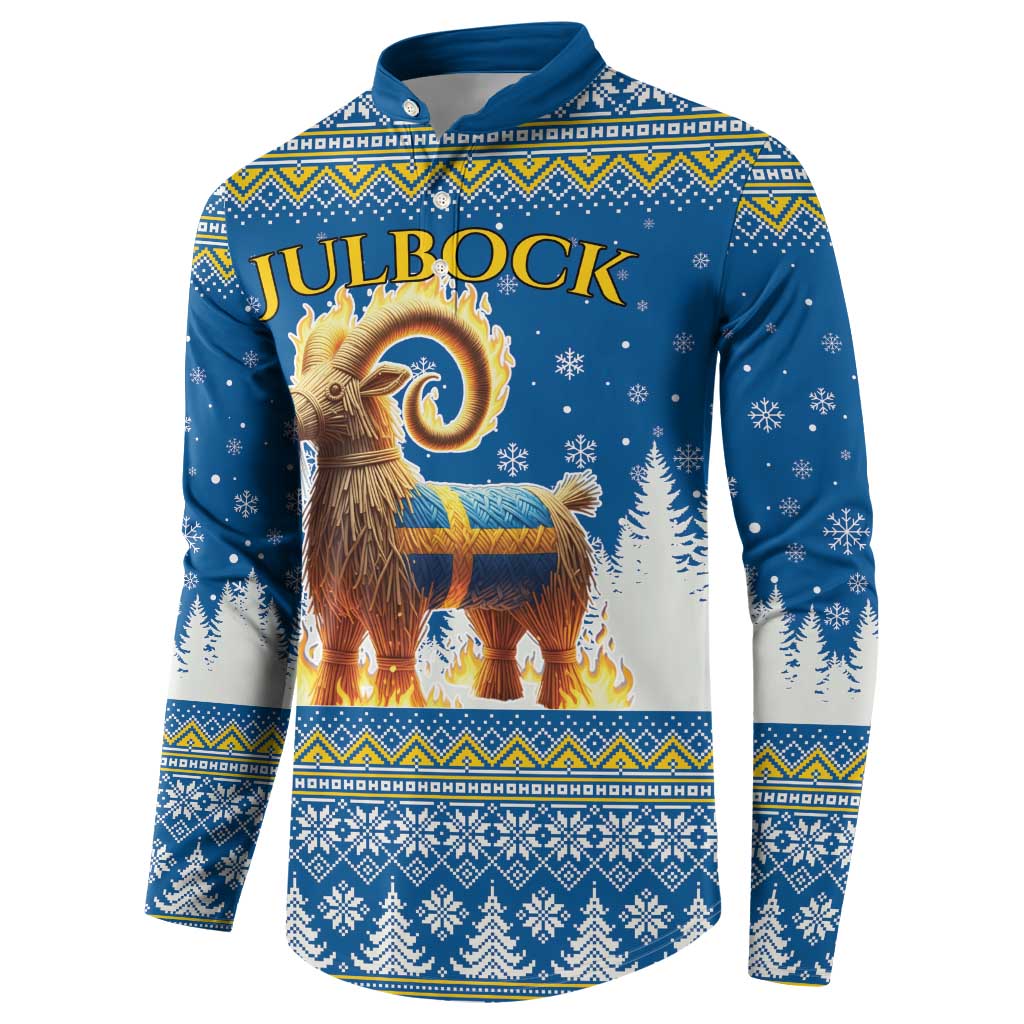 Sweden Christmas Button Sweatshirt Julbock Yule Goat LT19