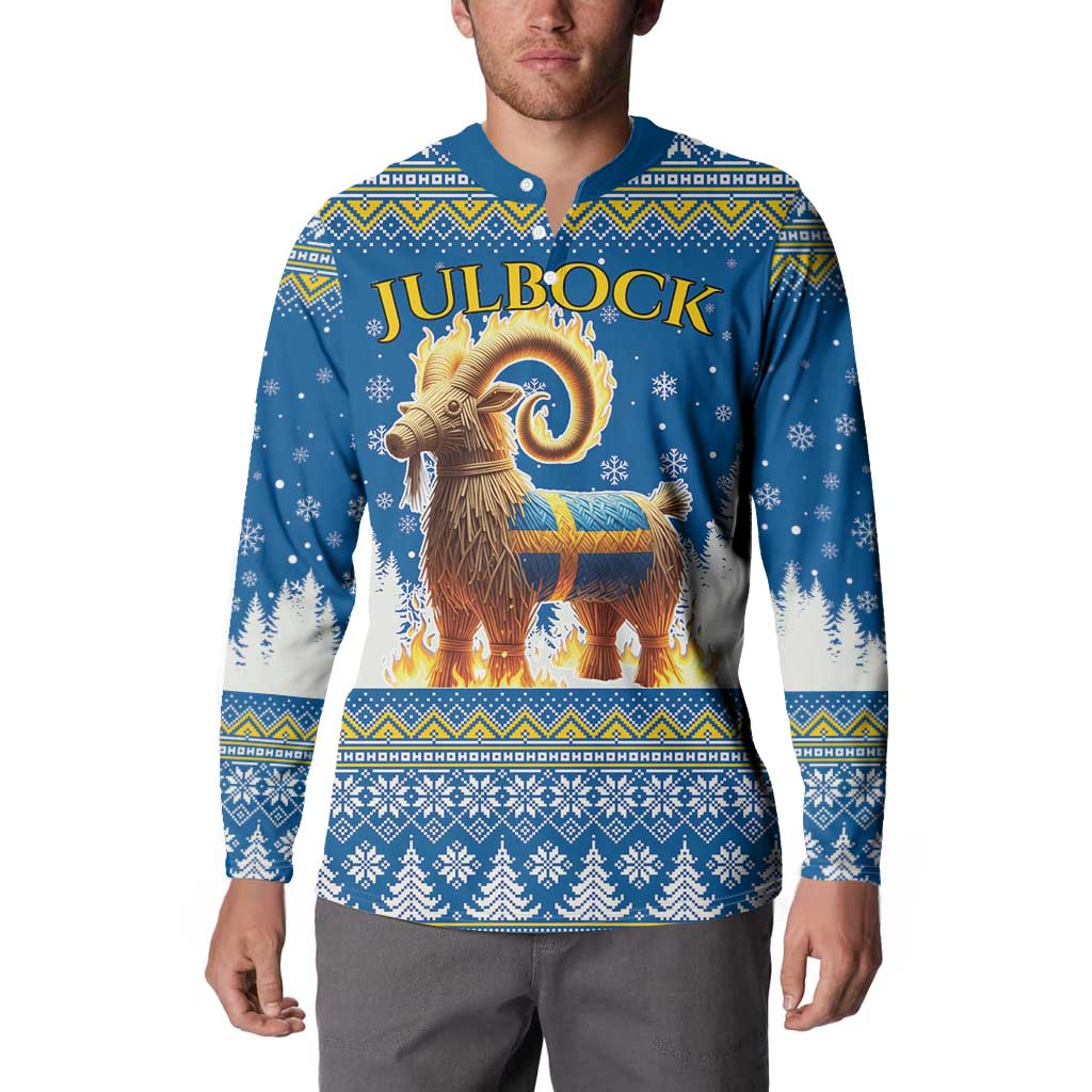 Sweden Christmas Button Sweatshirt Julbock Yule Goat LT19