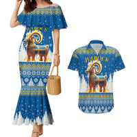 Sweden Christmas Couples Matching Mermaid Dress and Hawaiian Shirt Julbock Yule Goat LT19