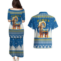 Sweden Christmas Couples Matching Puletasi and Hawaiian Shirt Julbock Yule Goat LT19