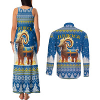 Sweden Christmas Couples Matching Tank Maxi Dress and Long Sleeve Button Shirt Julbock Yule Goat LT19
