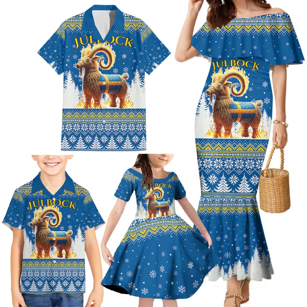 Sweden Christmas Family Matching Mermaid Dress and Hawaiian Shirt Julbock Yule Goat LT19