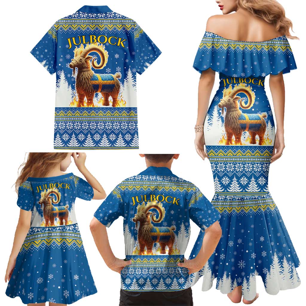 Sweden Christmas Family Matching Mermaid Dress and Hawaiian Shirt Julbock Yule Goat LT19
