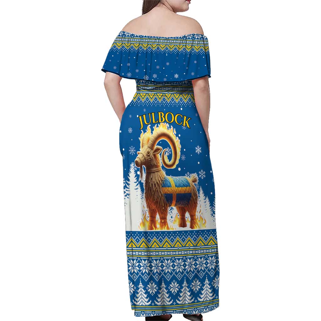 Sweden Christmas Family Matching Off Shoulder Maxi Dress and Hawaiian Shirt Julbock Yule Goat LT19