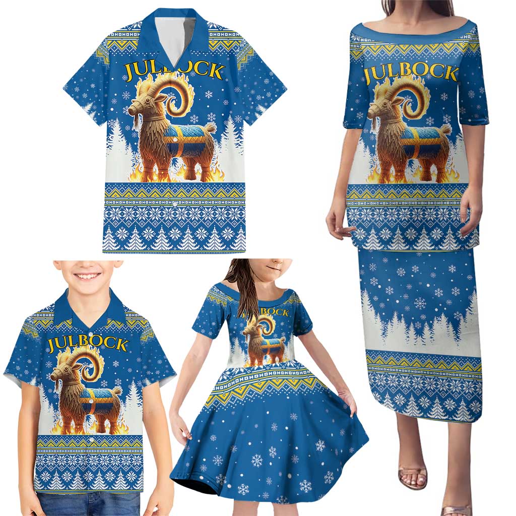 Sweden Christmas Family Matching Puletasi and Hawaiian Shirt Julbock Yule Goat LT19