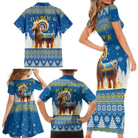 Sweden Christmas Family Matching Short Sleeve Bodycon Dress and Hawaiian Shirt Julbock Yule Goat LT19