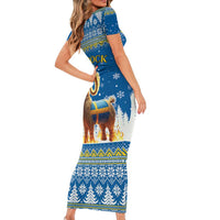 Sweden Christmas Family Matching Short Sleeve Bodycon Dress and Hawaiian Shirt Julbock Yule Goat LT19