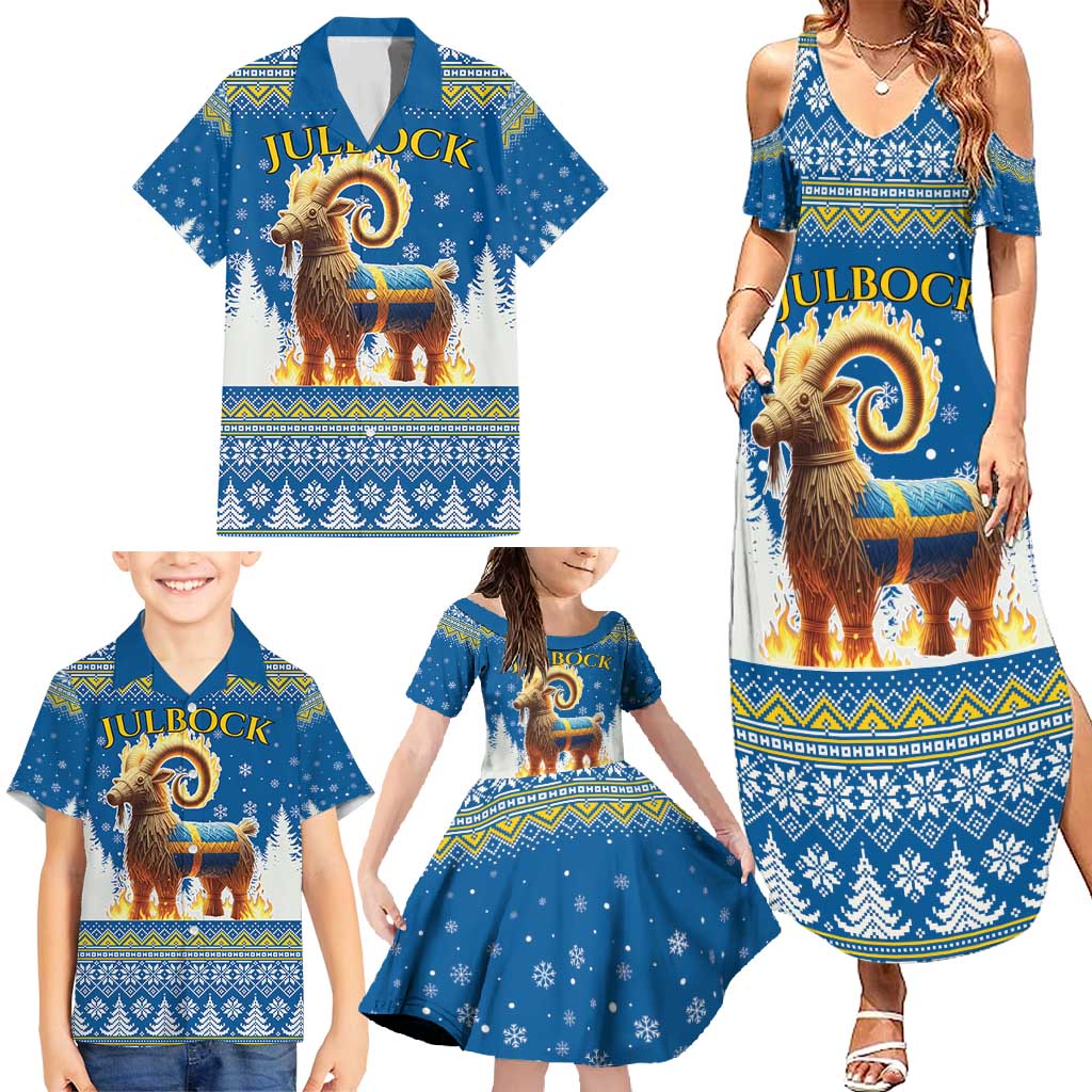 Sweden Christmas Family Matching Summer Maxi Dress and Hawaiian Shirt Julbock Yule Goat LT19