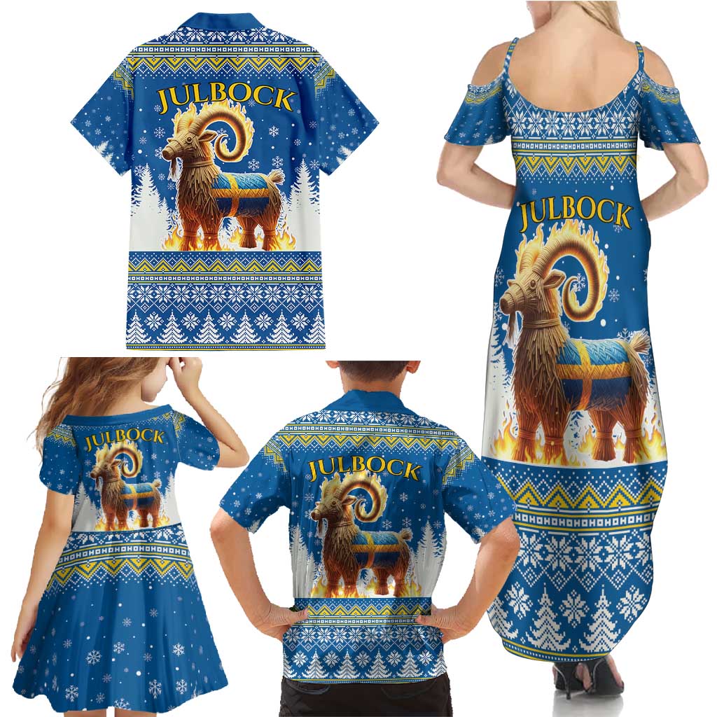 Sweden Christmas Family Matching Summer Maxi Dress and Hawaiian Shirt Julbock Yule Goat LT19