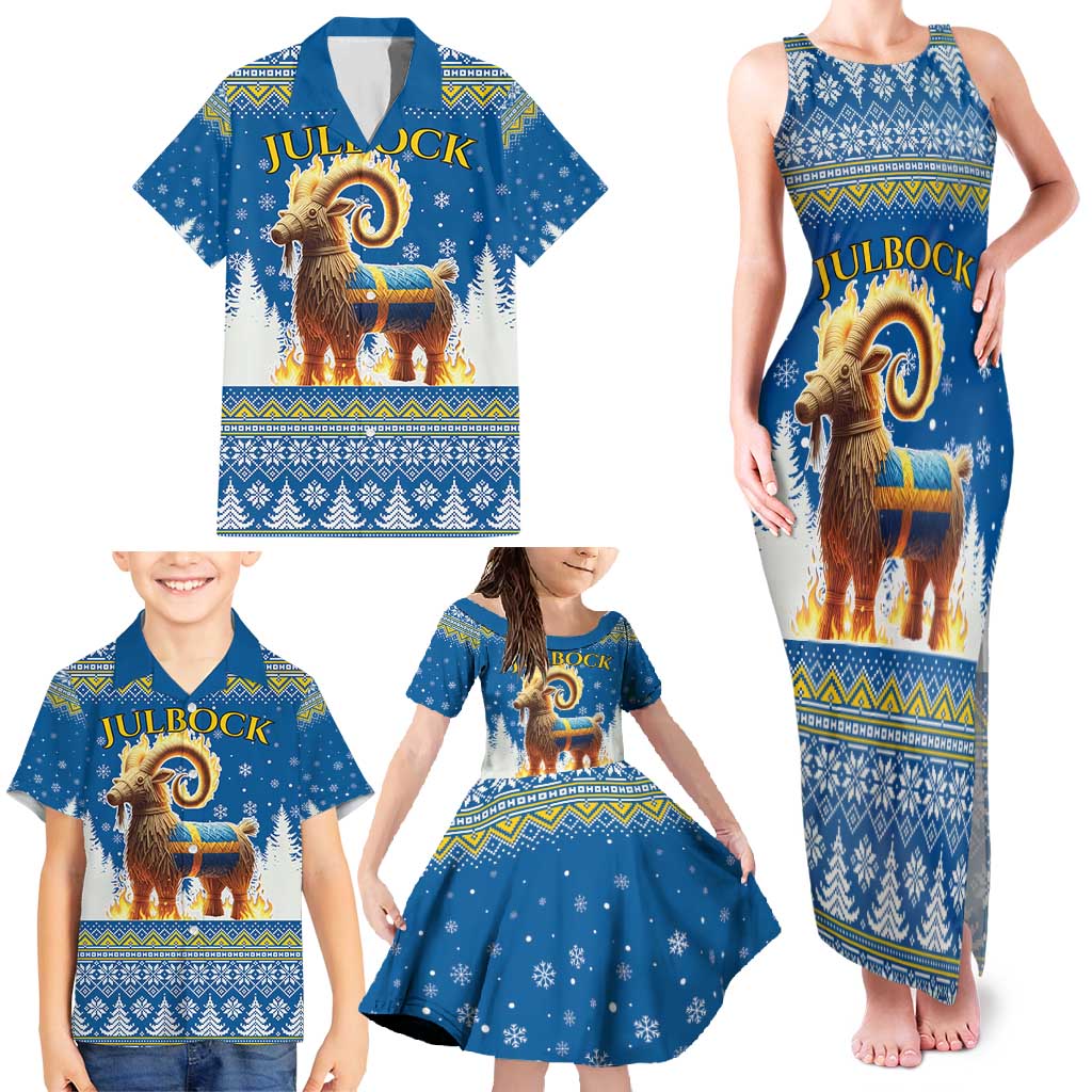 Sweden Christmas Family Matching Tank Maxi Dress and Hawaiian Shirt Julbock Yule Goat LT19