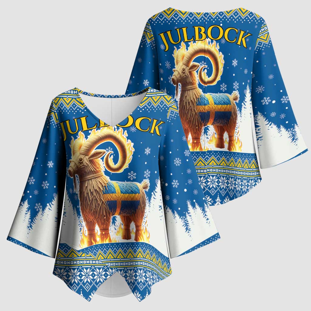 Sweden Christmas Kimono Sleeve Blouse Julbock Yule Goat LT19