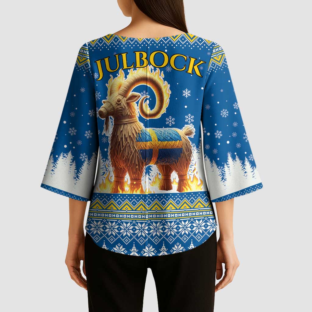 Sweden Christmas Kimono Sleeve Blouse Julbock Yule Goat LT19