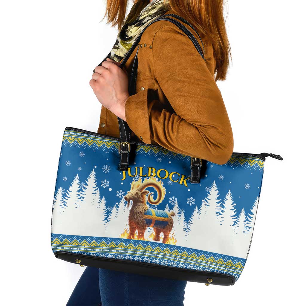 Sweden Christmas Leather Tote Bag Julbock  Yule Goat - Wonder Print Shop