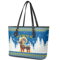 Sweden Christmas Leather Tote Bag Julbock  Yule Goat - Wonder Print Shop