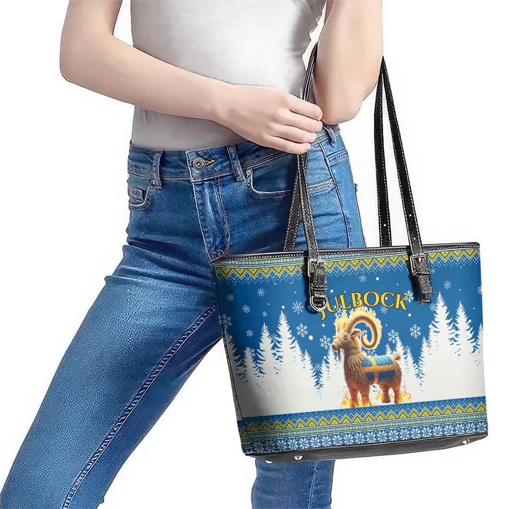 Sweden Christmas Leather Tote Bag Julbock  Yule Goat - Wonder Print Shop