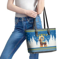 Sweden Christmas Leather Tote Bag Julbock  Yule Goat - Wonder Print Shop
