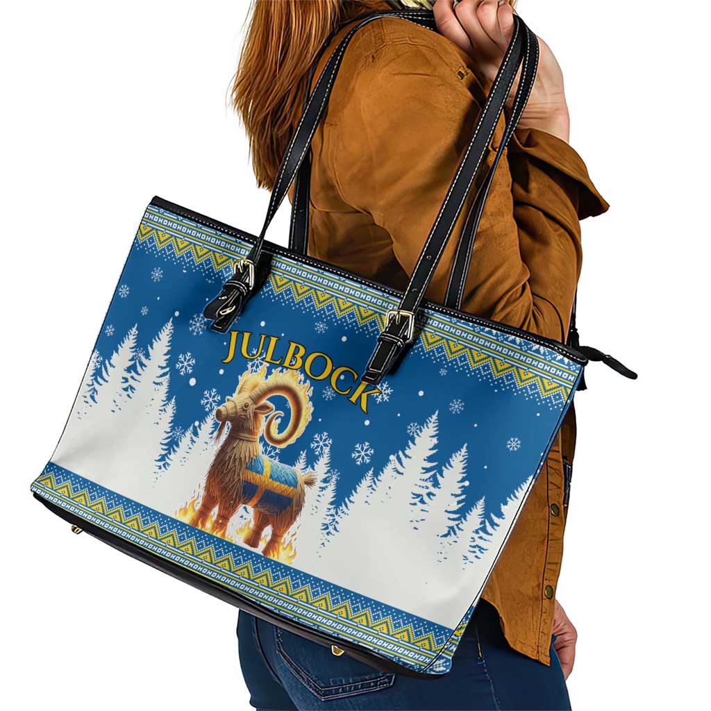 Sweden Christmas Leather Tote Bag Julbock  Yule Goat - Wonder Print Shop