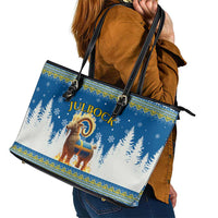 Sweden Christmas Leather Tote Bag Julbock  Yule Goat - Wonder Print Shop
