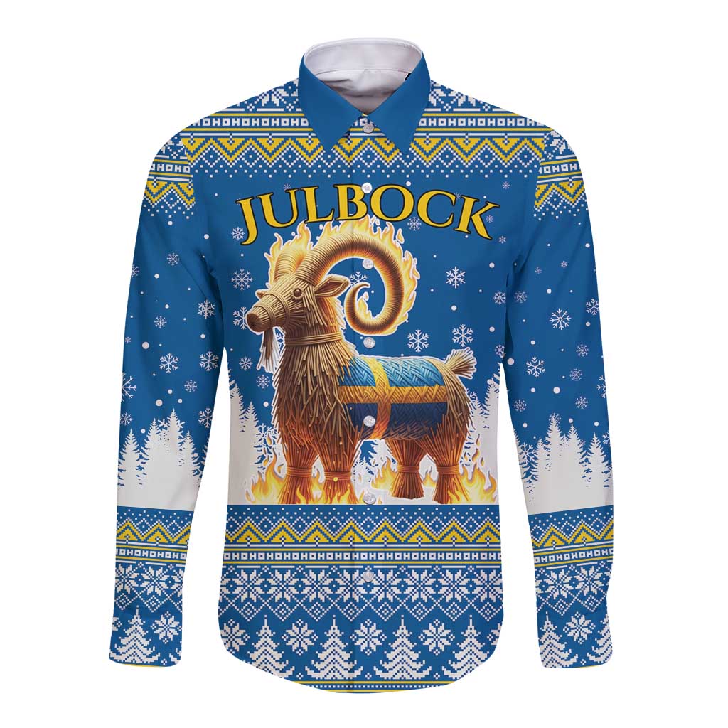 Sweden Christmas Long Sleeve Button Shirt Julbock Yule Goat LT19