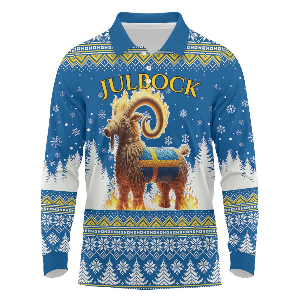 Sweden Christmas Long Sleeve Polo Shirt Julbock Yule Goat LT19