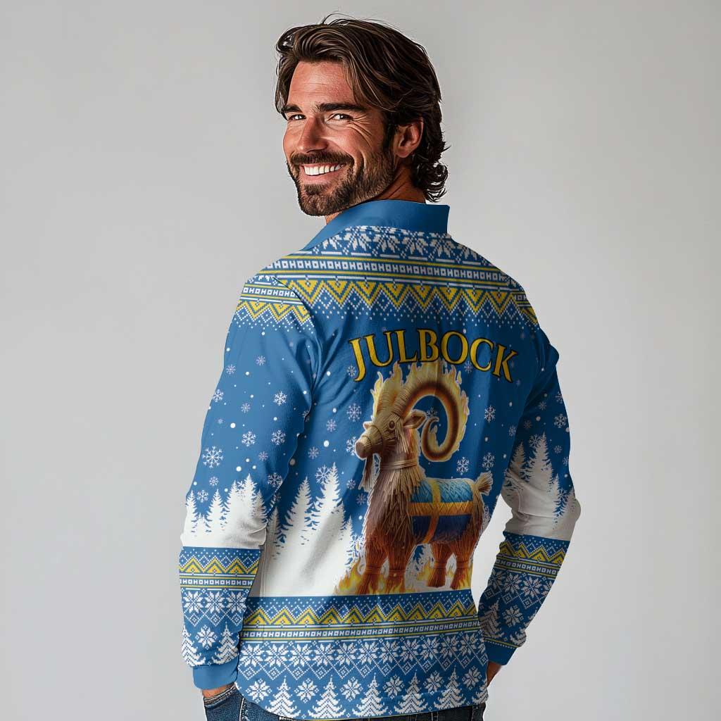 Sweden Christmas Long Sleeve Polo Shirt Julbock Yule Goat LT19