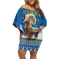 Sweden Christmas Off Shoulder Short Dress Julbock Yule Goat LT19